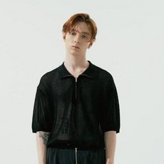 noirer 男款Oversize半拉鍊針織衫