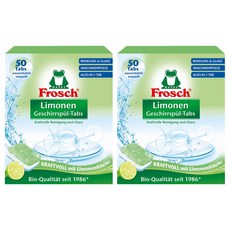 Frosch 德國小綠蛙 碗盤光亮洗碗錠, 三效合一環保, 檸檬清香, 50顆, 2盒