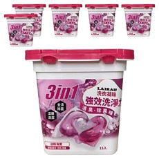蕾寶 3合1洗衣凝珠 淡粉海棠 強效清潔、持久留香、柔軟護衣, 15顆, 6盒