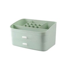 대용량 2단 서랍 화장품 수납함, 그린, 1개