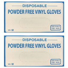 PVC 無粉塑膠手套 100個 一次性, 半透明自然色, M, 2盒