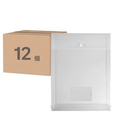 DaTaBanK 三田文具 A4 直式鈕扣透明公文袋 附名片袋 12個 型號 103N-A4-BU, 33 x 25cm, 1組