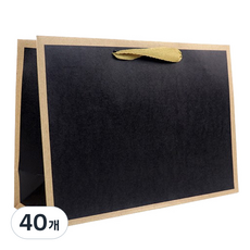 마켓감성 디테일심플 무지 쇼핑백 수평 대, 블랙, 40개