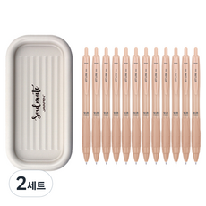 자바펜 제트라인 비즈 빈티지 볼펜 0.5mm 12p + 소울메이트 펜트레이 랜덤발송 세트, 피치, 2세트