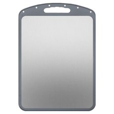 304不鏽鋼雙面砧板 厚度達2.2cm去腥味 不發霉易清洗, 1個, 30X42cm, 灰色