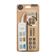 Qonnect 4開3插2P延長線, 1.8m, 白色, 1個