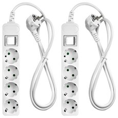 SURGIO 4芯地線型多抽頭白色, 2個, 3m, 白色