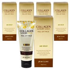 3W CLINIC 膠原蛋白奢華黃金撕拉面膜 100g, 1條, 5條