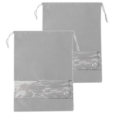 小麥購物 戶外旅遊鞋子收納袋/束口防塵袋 L2463, 2個, 灰色