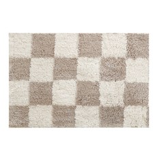 YOURHOME 棋盤格地墊, 1個, 米色 + 象牙白