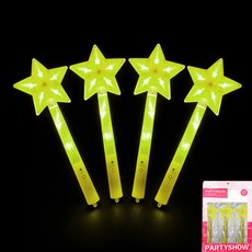 PARTYSHOW LED 星星螢光棒, 黃色, 4個
