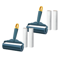 DAILYSHARE 斜切式除塵滾筒 握把主體 + 膠帶補充包 2入組 藍色, 2套