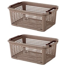 더자카 사각그물 손잡이 수납함, 브라운, 2개