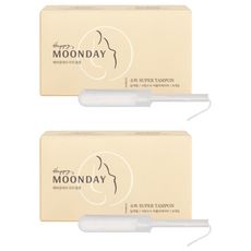 해피문데이 유기농 순면 이지 탐폰, 슈퍼, 8개입, 2개