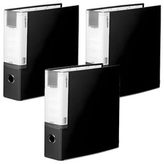 Heemang 合紙D型環3孔活頁夾, 黑色, 3個