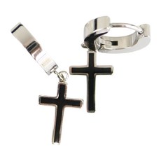 NOID-B 男款醫療鋼十字架圈式耳環 一對