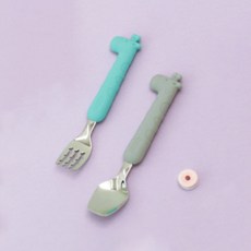 Edison 愛迪生 矽膠造型不銹鋼餐具組, 長頸鹿款, 1組