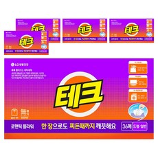 테크 간편 시트세제 일반드럼 겸용 로맨틱 플라워향, 36매, 5개