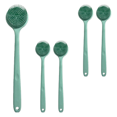 矽膠洗澡洗背刷 輕量款好好握, 莫蘭迪綠色, 5支, 1入