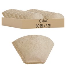OMAX 歐妹思 無漂白咖啡濾紙 2~4杯用 16~5.2 x 9.8cm 80個, 3包, 1組