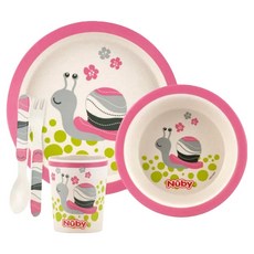 Nuby 竹纖維兒童學習餐具5件組, 蝸牛, 1組