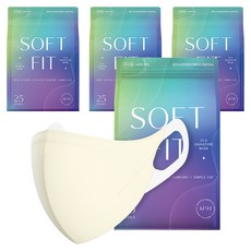 CLA 소프트핏 라이트 패키지 보건용 KF94 특대형 마스크, 25개입, 4개, 크림베이지