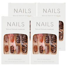 寶拉美甲 美甲貼片長款 附配戴工具包 24片, 星月蝴蝶貓眼, 4盒