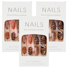 寶拉美甲 美甲貼片長款 附配戴工具包 24片, 星月蝴蝶貓眼, 3盒