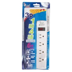 spirit 電精靈 1開4插平貼插頭電腦延長線 過載保護 台灣製造 3孔 MAX1650W 125V 15A, 180cm, 白色, 1條