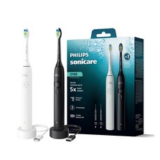 필립스 소닉케어 3100 시리즈 더블핸들 전동칫솔 2종 세트, HX4039/23, 블랙, 화이트, 1세트