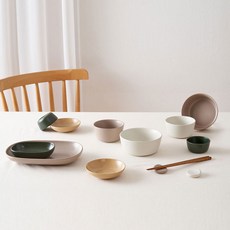 ROSLYN Epasé 2人份居家餐具組 12件組, 白色 + 米色 + 綠色 + 芥末黃, 餐具 7種