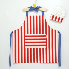 Chou Shroom 孩童條紋圍裙廚師帽套組 A-0011