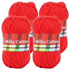 brandyarn Milky Cotton Red系列 棉混紡針織線 紅色 每捲50公克, 4捲