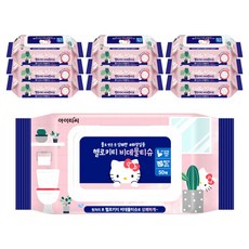 韓國 ITC Hello Kitty 壓花濕式衛生紙 掀蓋型, 50張, 10個, 55g