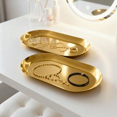 대한 인테리어 감성 오브제 촬영 소품 악세사리 보관 트레이 2p, 골드