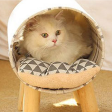 고양이 강아지 터널침대 쿠션하우스, 베이지, 1개