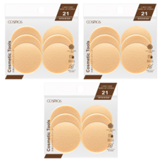 台灣 COSMOS 21 兩用粉餅海綿 6入 S30679, 3個, 膚色