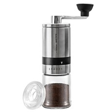 칼딘 매뉴얼 플러스 휴대용 커피 그라인더 + 투명 PS 커버, 실버, 1개
