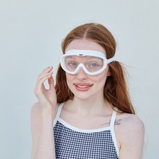 SNEFF 成人用海洋寬版泳鏡 + 耳塞 + 收納盒, 1個, 白色