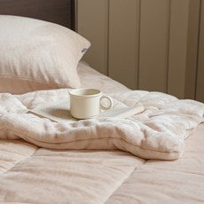 韓國 amante Soulmate 長毛超細纖維鋪棉被, 米色