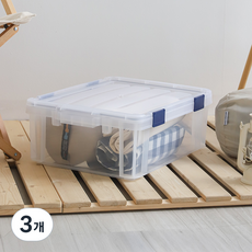 아이리스 밀폐 리빙박스 MBR 시리즈, 투명+네이비, 3개