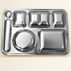 DIO2 304不鏽鋼4格餐盤附餐具, 銀色, 1個