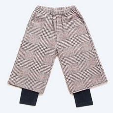 Contikids 孩童假兩件式雙絨格紋內搭長褲