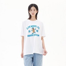 더팀 남녀공용 LA 핫도그 프린트 빅사이즈 20수 반팔 티셔츠
