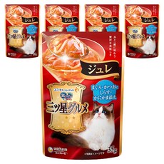 유니참긴노스푼 고양이 미쓰보시 구루메 쥬레 간식, 혼합맛(가다랑어/참치/멸치/게맛살), 35g, 5개