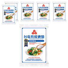 TAIYEN 台塩生技 特級碘鹽 添加海水濃縮礦物質液 保留食材原味 提升料理風味, 1kg, 6包