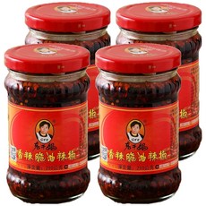 老干媽 香辣脆油辣椒 洋蔥香 花椒麻 辣椒辣 獨特焦香甘美 無添加人工色素 無添加防腐劑 非基改大豆, 210g, 4罐