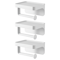 KM 磁吸無痕壁掛式捲紙架, 白色, 3個