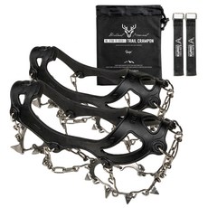 Roope 防滑不鏽鋼鍊條焊接冰爪 + 收納袋 + 魔鬼氈套組, 黑色(冰爪)