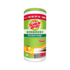 3M Scotch-Brite 百利 家用除菌清潔濕巾, 40張, 1桶